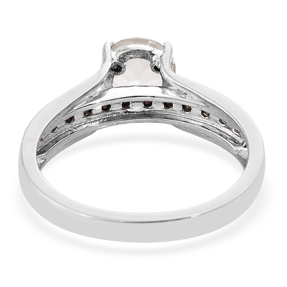 Green Amethyst Platinum Bond Brass Bridge Ring - Picture 4 of 5